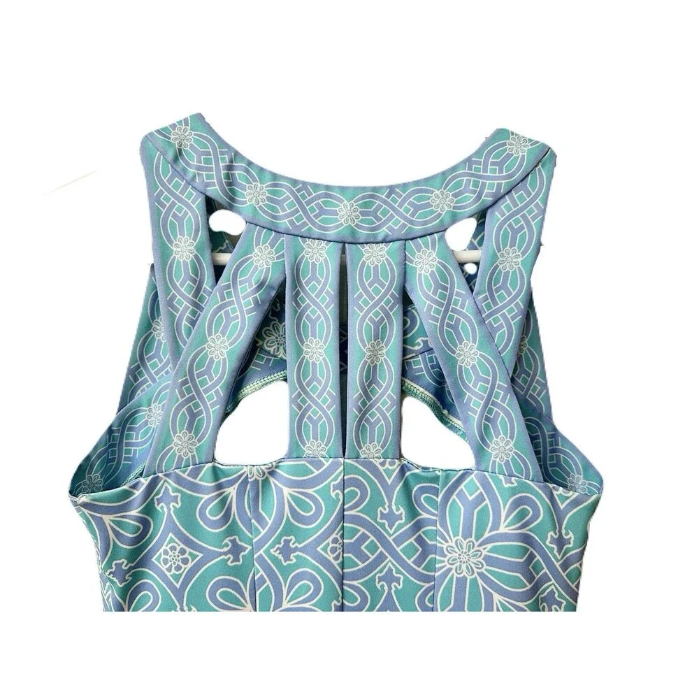 Gretchen Scott Womens Size XS Jersey Isosceles Turquoise & Periwinkle Mini Dress